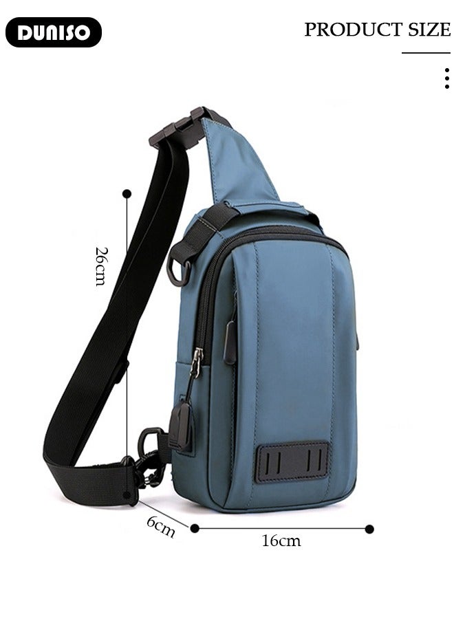 DUNISO Crossbody Backpack, Lightweight Shoulder Bag,Men Women Adjustable Strap Backpack Chest Bag with USB Charger Port,Small Sling Bag for Outdoor Hiking, Traveling, Cycling - Image 2