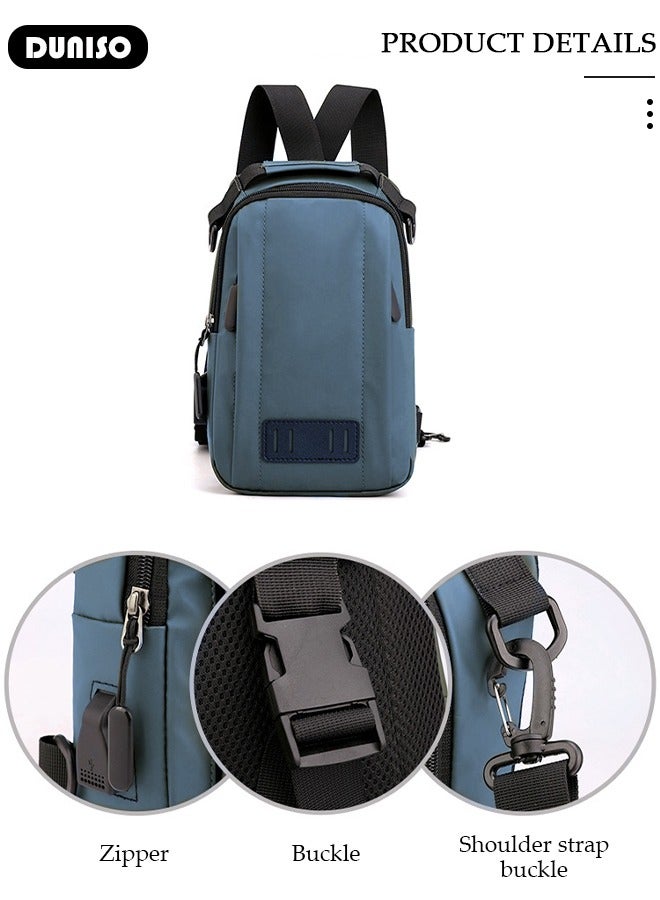 DUNISO Crossbody Backpack, Lightweight Shoulder Bag,Men Women Adjustable Strap Backpack Chest Bag with USB Charger Port,Small Sling Bag for Outdoor Hiking, Traveling, Cycling - Image 3