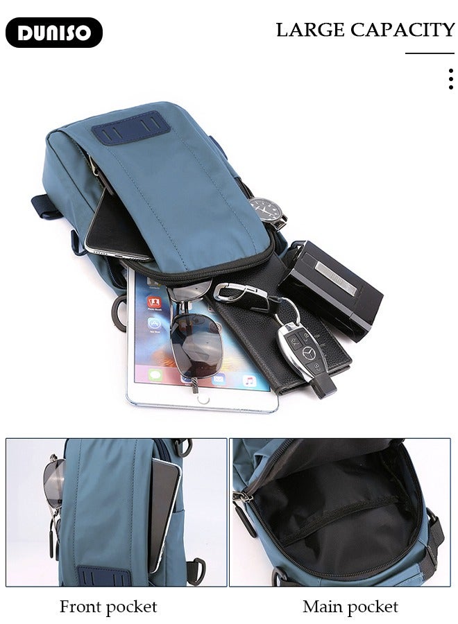 DUNISO Crossbody Backpack, Lightweight Shoulder Bag,Men Women Adjustable Strap Backpack Chest Bag with USB Charger Port,Small Sling Bag for Outdoor Hiking, Traveling, Cycling - Image 4