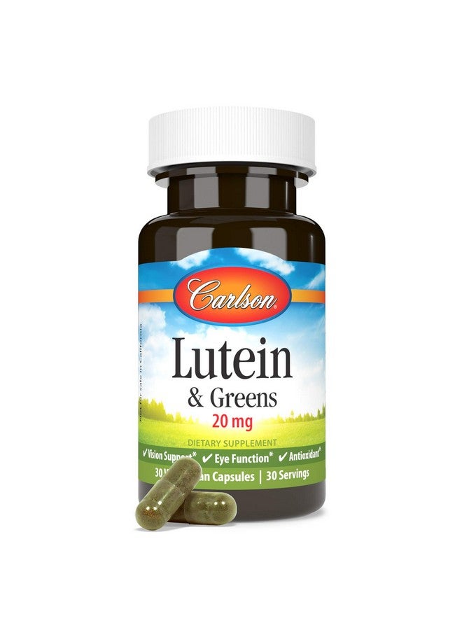 Carlson - Lutein & Greens, 20 mg, Vision Support & Eye Function, Antioxidant, 30 Vegetarian Capsules - Image 4
