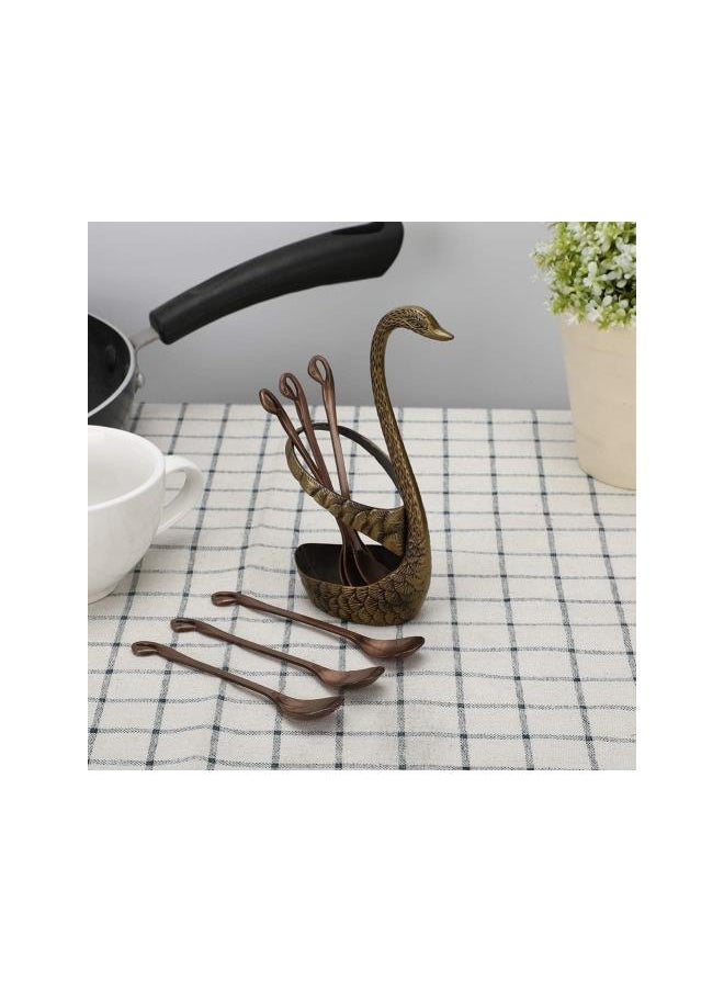 WYBOT - 6pcs Coffee Spoon Set with Swan Spoons Holder, Stainless Steel Serving Utensils for Dinner Table Party Buffet Bar Decoration - Image 1