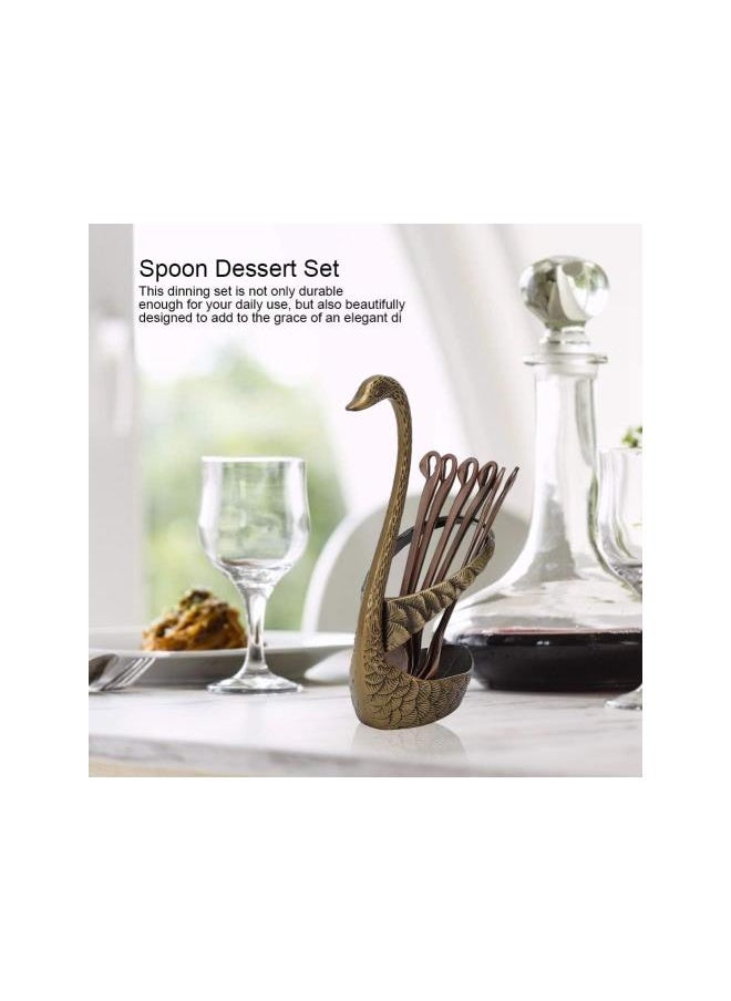 WYBOT - 6pcs Coffee Spoon Set with Swan Spoons Holder, Stainless Steel Serving Utensils for Dinner Table Party Buffet Bar Decoration - Image 1
