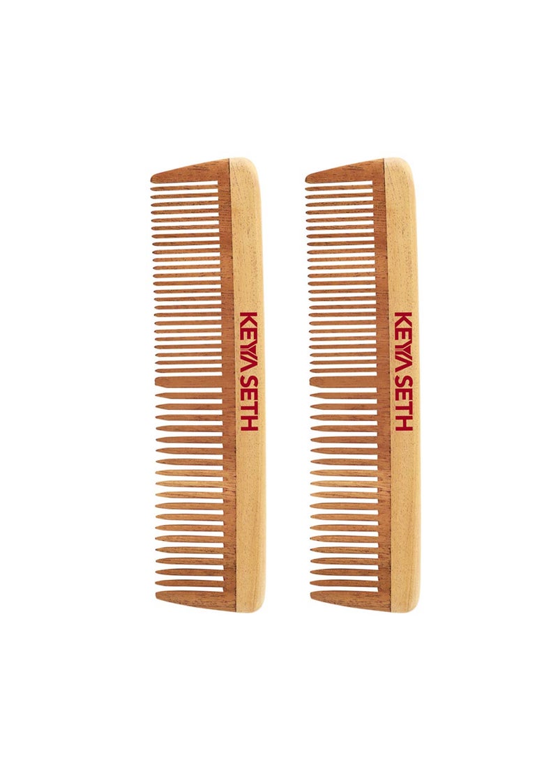 KEYA SETH AROMATHERAPY, DEVICE OF DROP Keya Seth Aromatherapy Organic Neem Wooden Comb II Massages Scalp Stimulates Hair Growth Removes Dandruff Pack of 2 