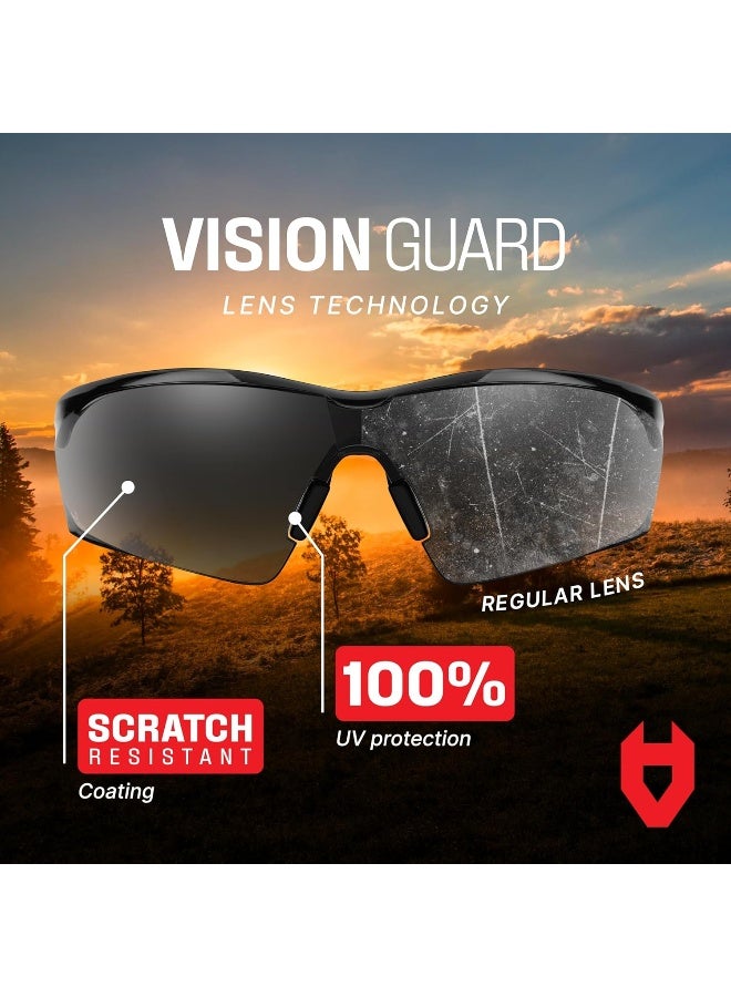 NoCry NoCry Work & Sports Safety Sunglasses - with Green Tinted Anti Scratch Wrap-Around Lenses, Non-Slip Grips, UV 400 Protection, Adjustable Fit, Black & Red Frames  - Image 4