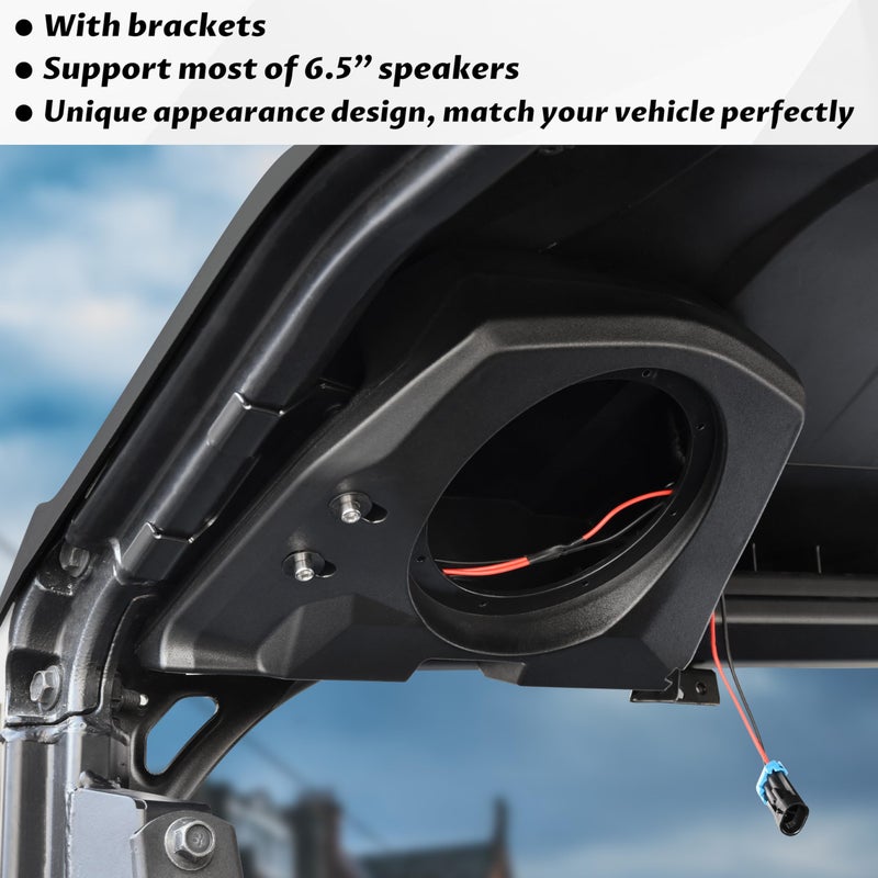 SAUTVS Rear Roof Speakers Pods Enclosures Holders with Brackets for Polaris General 1000/4 1000/XP 1000/XP4 1000 2020-2025 Accessories (Support 6.5" Speakers, One Pair, Replace #2637784, 2637785) - Image 5