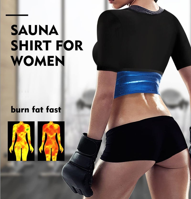 DYUAI Sauna Shirt for Women Sauna Suit for Women Waist Trainer Sauna Sweat Vest Workout Body Shaper Zipper(6005-01-L) - Image 3