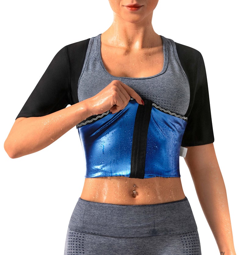 DYUAI Sauna Shirt for Women Sauna Suit for Women Waist Trainer Sauna Sweat Vest Workout Body Shaper Zipper(6005-01-L) - Image 1