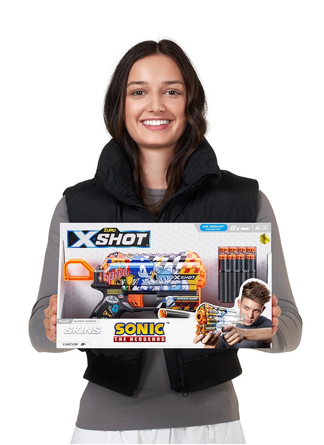 Zuru X-Shot سكينز فليكس سونيك S1 8دارٹس سوبر سبيد - لعبة تصويب أكشن للأطفال والمراهقين والبالغين الأولاد والبنات، أنشطة خارجية للعطلات، هدايا للأطفال من عمر 8 سنوات فأكثر  - Image 3