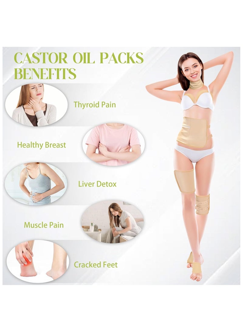 general 8pcs Castor Oil Packs, Reusable Castor Oil Organic Cotton Packs Liver Detox Insomnia and Inflammation Suitable for Neck Arms Waist Knees with Adjustable Elastic Strap - Image 3