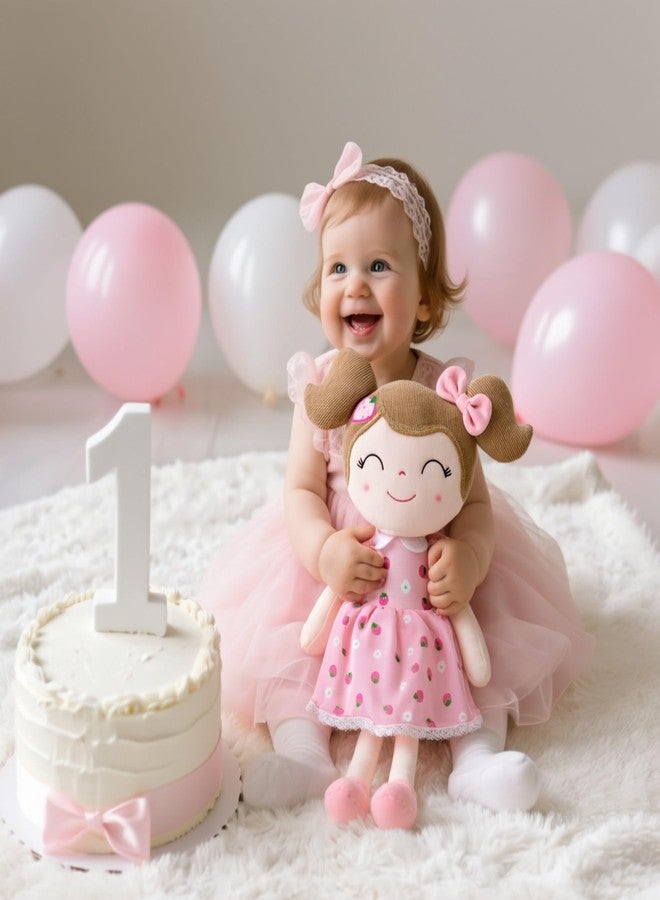 Gloveleya Baby Girl Gift - 16 Inches Strawberry Pink Plush Doll with Gift Box, Soft First Baby Doll for Toddler Girls, Birthday Present, Baby Shower & Holiday Keepsake - Image 3