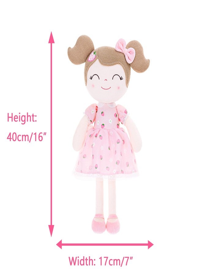 Gloveleya Baby Girl Gift - 16 Inches Strawberry Pink Plush Doll with Gift Box, Soft First Baby Doll for Toddler Girls, Birthday Present, Baby Shower & Holiday Keepsake - Image 2
