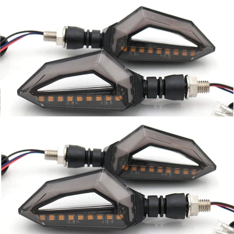 DHANVINE أضواء إشارة الانعطاف LED من DHANVINE أمامية وخلفية على شكل D باللونين الأصفر والأزرق للدراجات النارية مجموعة من 4 ل TVS Sports - Image 1