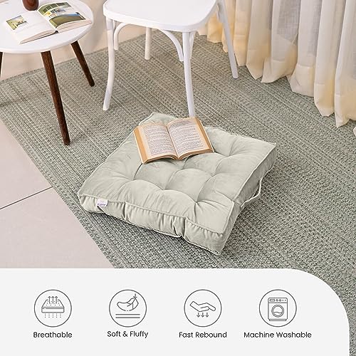 MY ARMOR Floor Cushions 50x50x10 Cm, Chair Cushions for Sitting | Seat Cushion for Yoga, Pooja, Meditation, Square Cushion for Office/Home Chair, Living Room | 100% Velvet - Cream - Image 2