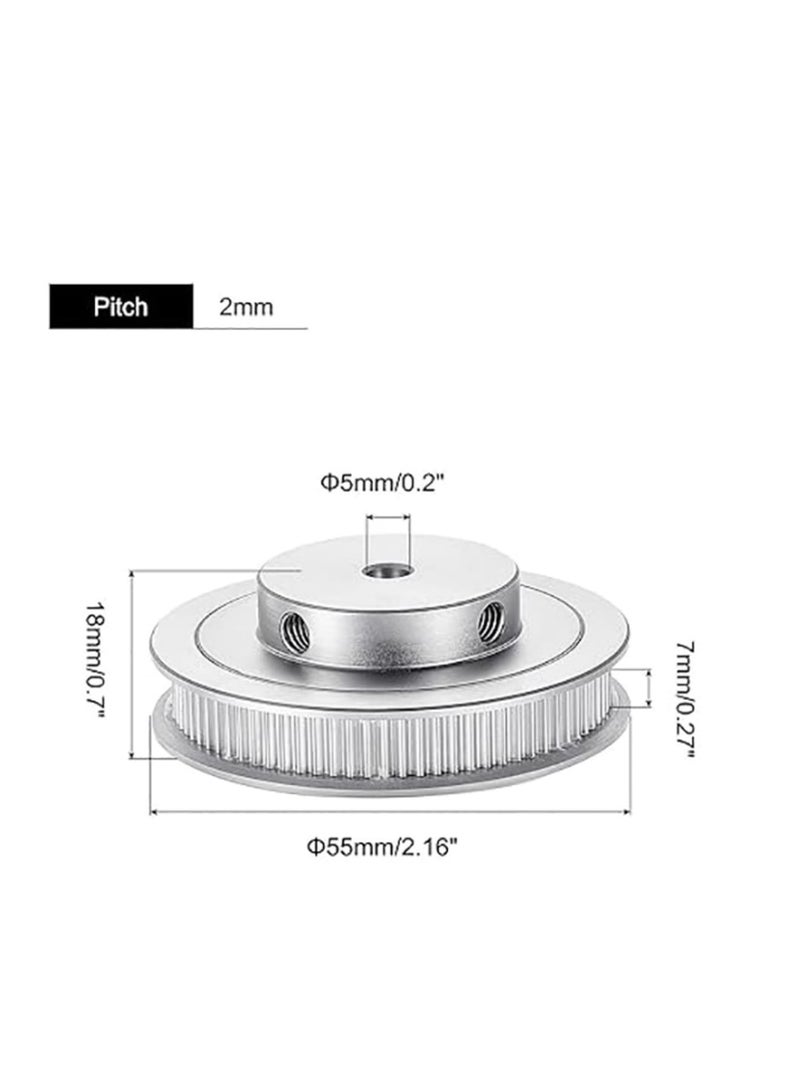Zikra 80 Teeth 5mm Bore Timing Pulley, Aluminium Synchronous Wheel Silver with M5 Screw for 3D Printer Belt, CNC Machine - Image 2