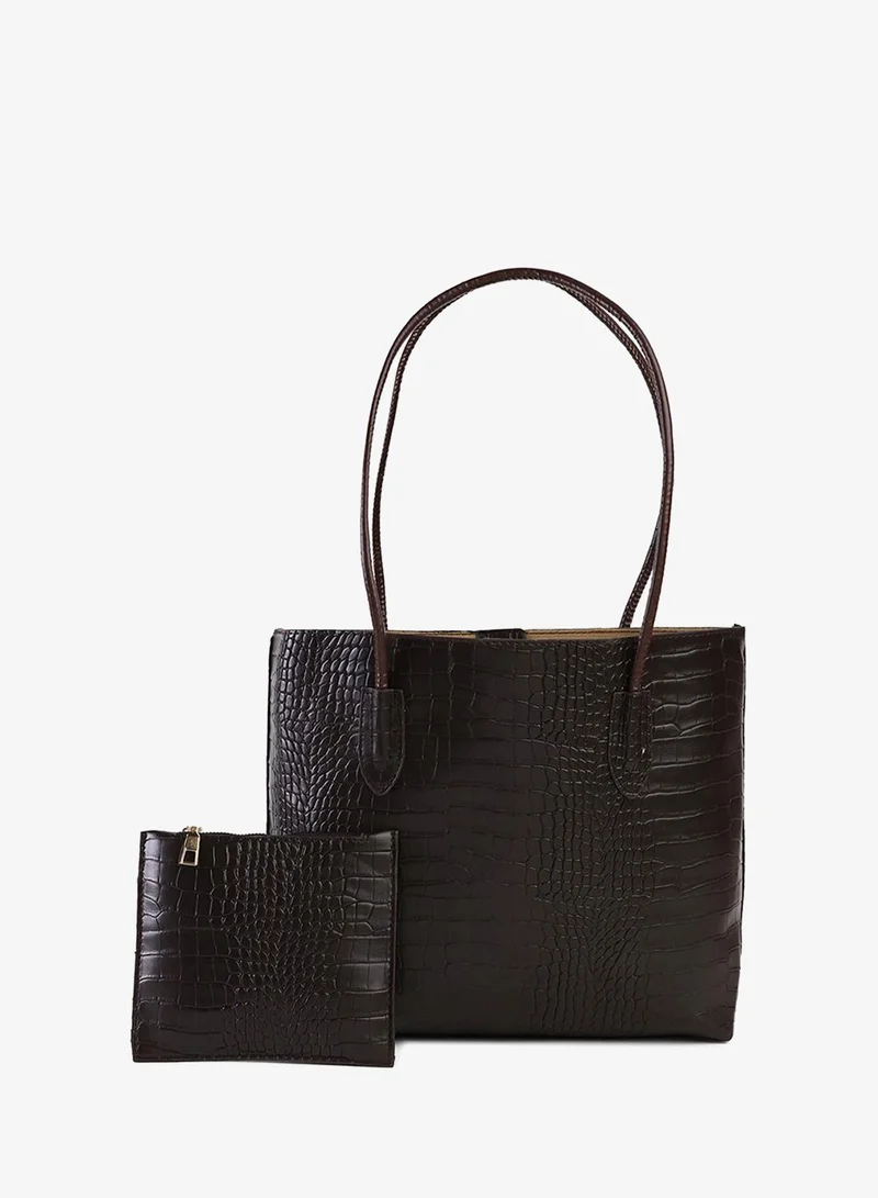 Haute Sauce  Coco Dark Brown Tote Bag Set for Women | Best Price UAE