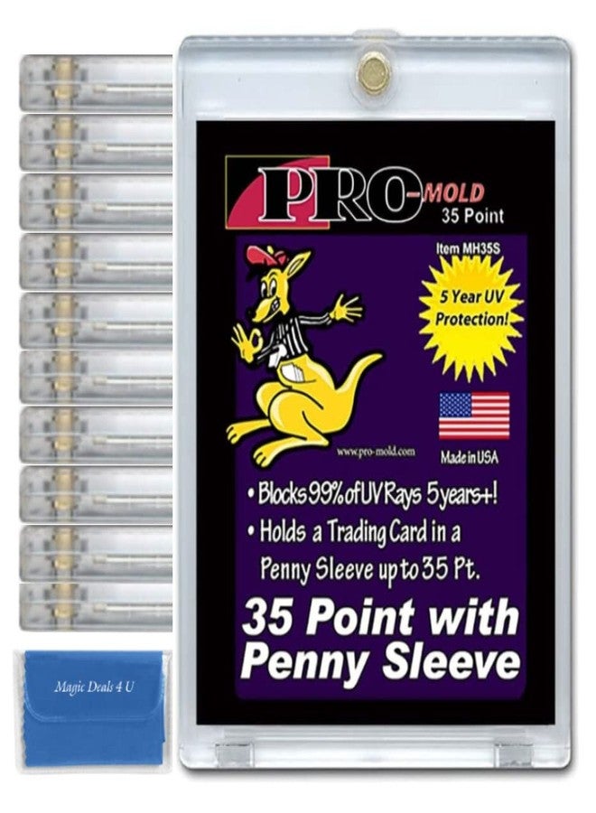 Pro-Mold 10-Count Pro-Mold 35pt. Magnetic One-Touch Card Holders Holds Sleeved Card USA Made with Cleaning Cloth, Gold - Image 1