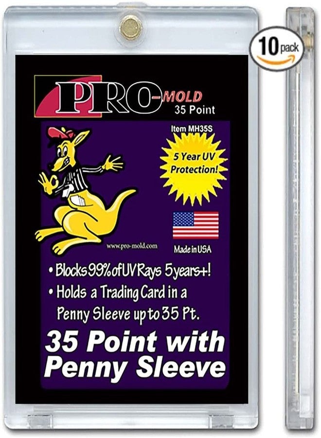 Pro-Mold 10-Count Pro-Mold 35pt. Magnetic One-Touch Card Holders Holds Sleeved Card USA Made with Cleaning Cloth, Gold - Image 3