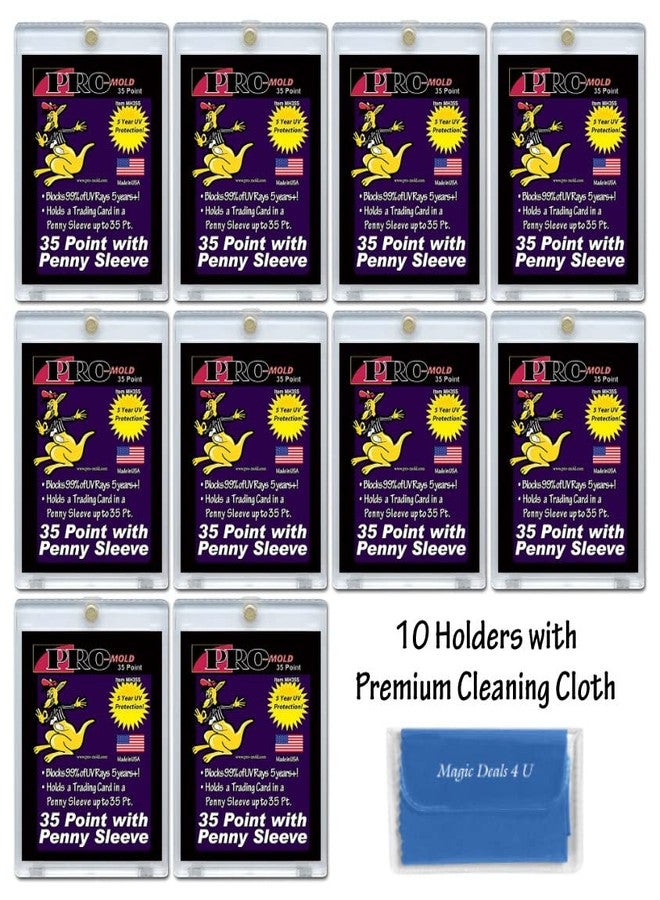 Pro-Mold 10-Count Pro-Mold 35pt. Magnetic One-Touch Card Holders Holds Sleeved Card USA Made with Cleaning Cloth, Gold - Image 2