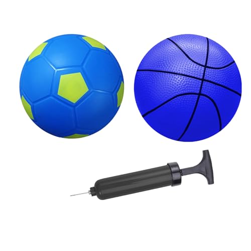 ABAJI Mini 2 Pack Toy 5 inch Basketball Soccer Ball Pump Needle Rubber Material Mini Hoop Toddlers Kids Teenagers Swimming Pool Indoors Outdoors - Image 1