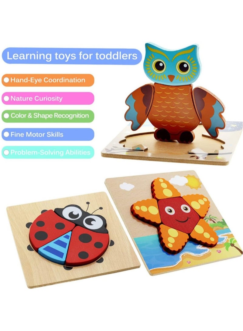 Montessori Toys, 12-3-Year-Old Boys and Girls, Wooden Children's Puzzle, Children's Education and Learning Toys, 1-3 Gifts, Environmentally Friendly Travel STEM Building Toy Game - Image 2