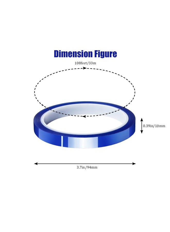MEBMIK 4 Rolls 10mm x33m(108ft) Blue Heat Tape High Temperature Heat Resistant Tape Heat Transfer Tape for Heat Sublimation Press No Residue and Heat Transfer Vinyl - Image 2