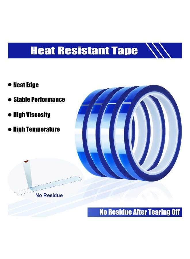 MEBMIK 4 Rolls 10mm x33m(108ft) Blue Heat Tape High Temperature Heat Resistant Tape Heat Transfer Tape for Heat Sublimation Press No Residue and Heat Transfer Vinyl - Image 3