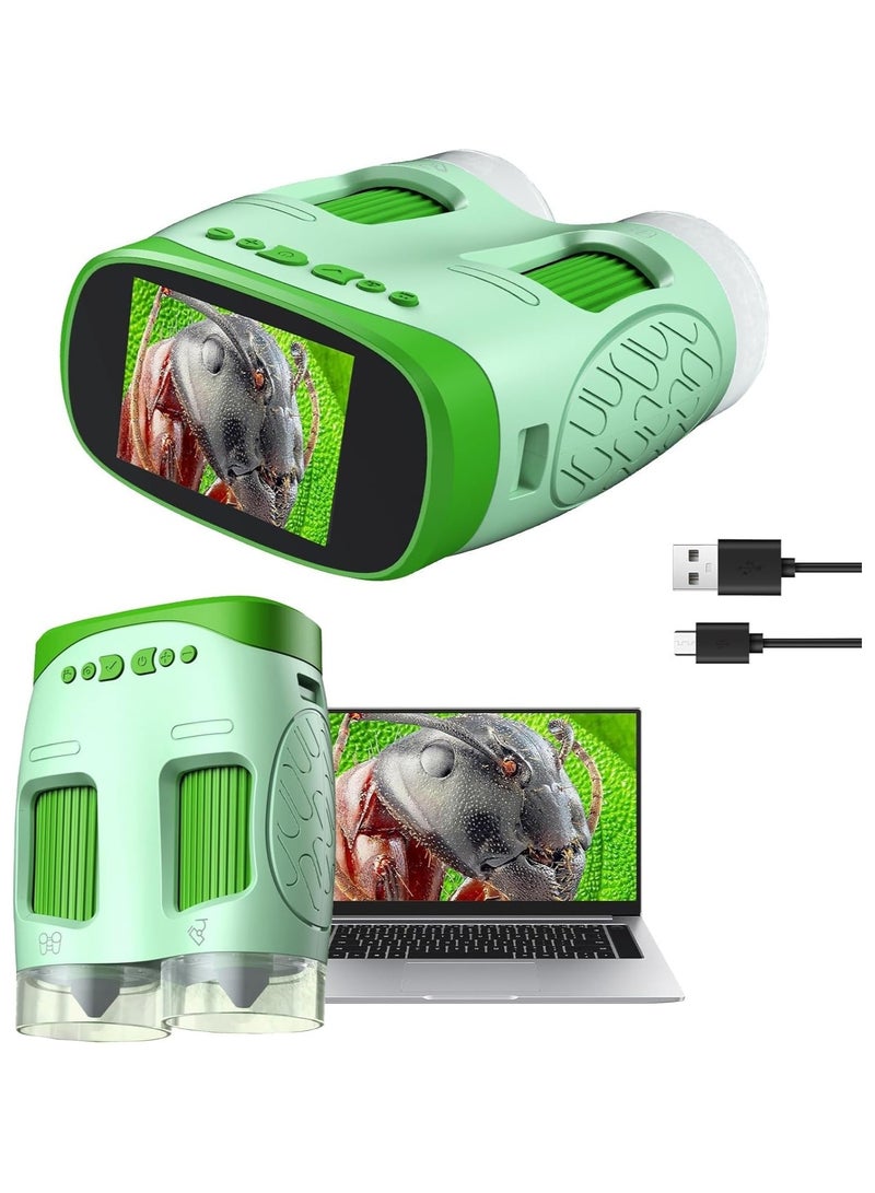 SOLARAE Electronic Microscope for Kids Portable 1000X Microscope Pocket Electronic Microscope with 2" LCD Screen 3-in-1 Handheld Kids Microscope with Microscope Camera and Binocular Functions - Image 1