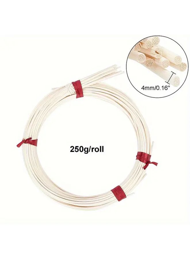 Natural Rattan Twine 250g Beige 4mm Thick Braided Cord For DIY Furniture Crafts Weaving - Image 3