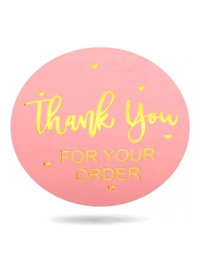 500 قطعة ملصقات مطبوع عليها عبارة Thank You For Your Order وردي/ذهبي - Image 2
