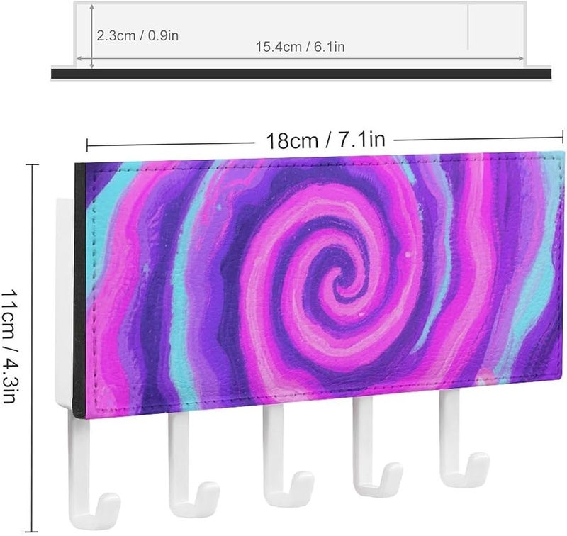 حامل مفاتيح جدار دوامة أرجواني وردي مع 5 خطافات، منظف مفاتيح من جلد البولي يوريثان، تخزين المدخل، هدية تزيين منزل - Image 3