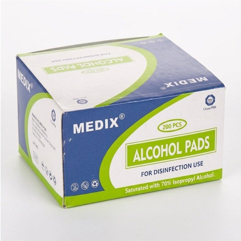 MEDIX Alcohol Prep Pads for Skin Cleaning & Preparation, Individually Wrapped Single-Use Pads - Pack of 200 - Image 1