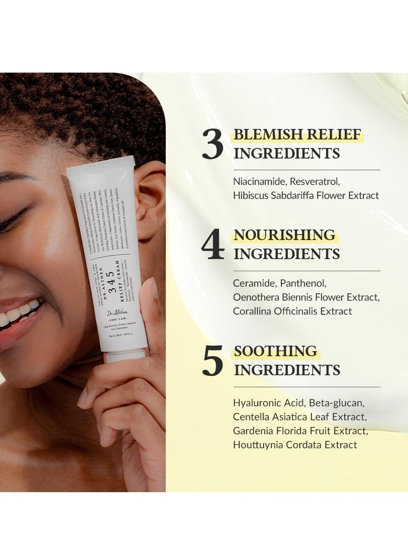 دي آر.ألثيا دكتور ألثيا 345 كريم الإغاثة - مرطب الوجه المهدئ مع نياسيناميد وبانتينول  العناية بالبلاميش ، الرطب والإغاثة من الأحمرار  العناية بالبشرة الكورية النباتية لجميع أنواع البشرة  1.7 فلور أوز - Image 2