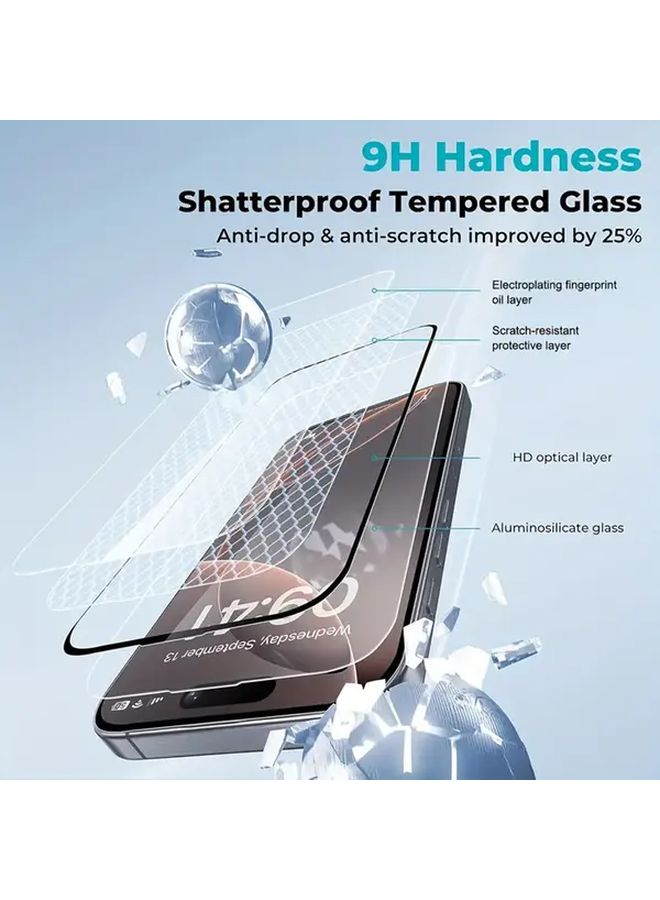Transparent Color 2 Pack Full Screen Tempered Glass Protector for Iphone 17 9H Hardness Anti Fingerprint - Image 3