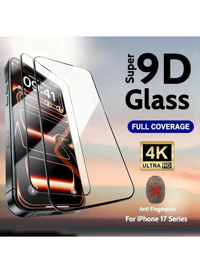 Transparent Color 2 Pack Full Screen Tempered Glass Protector for Iphone 17 9H Hardness Anti Fingerprint - Image 1
