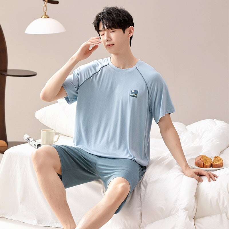 طقم بيجامة رجالي من المودال قصير الأكمام وشورت صيفي رفيع L-4XL - Image 4