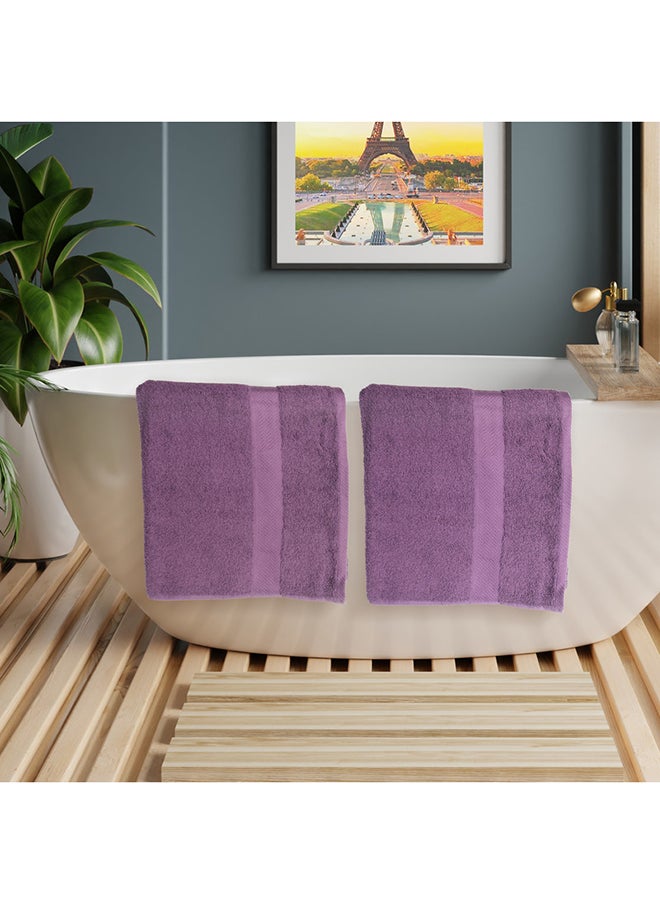 White Rose 10 Pcs MATRIX Dyed Towel set 500 GSM 100% Cotton Terry Zic Zac Border 2 Bath Towel (70x140) cm, 2 Hand Towel (50x90) cm, & 6 Face Towel (33x33) cm Soft Feel Highly Absorbent Dark Purple Color  - Image 1