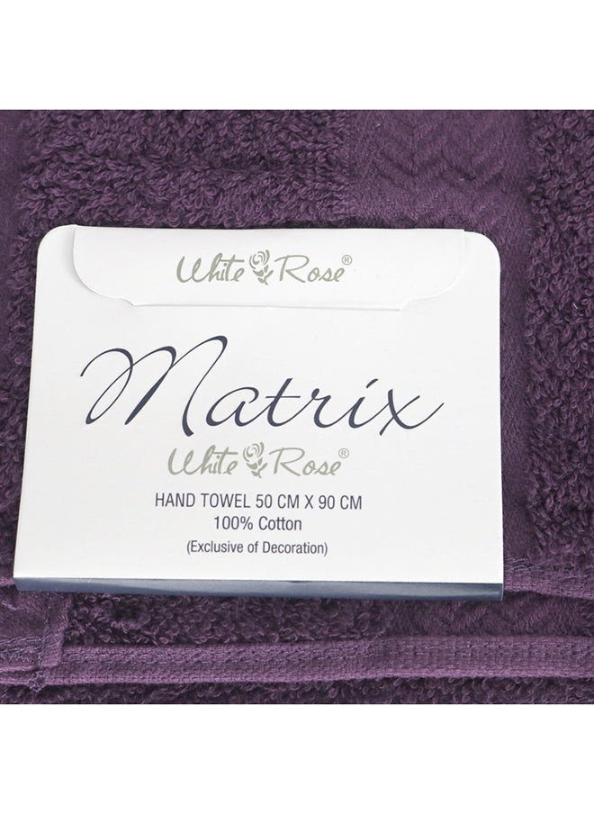 White Rose 10 Pcs MATRIX Dyed Towel set 500 GSM 100% Cotton Terry Zic Zac Border 2 Bath Towel (70x140) cm, 2 Hand Towel (50x90) cm, & 6 Face Towel (33x33) cm Soft Feel Highly Absorbent Dark Purple Color  - Image 3
