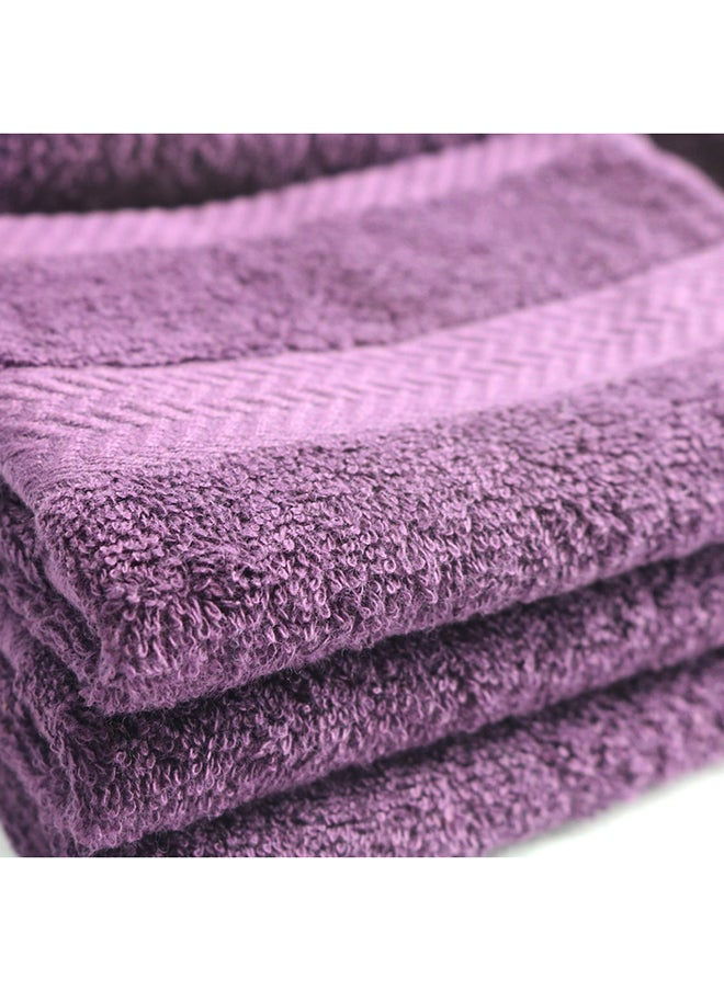 White Rose 10 Pcs MATRIX Dyed Towel set 500 GSM 100% Cotton Terry Zic Zac Border 2 Bath Towel (70x140) cm, 2 Hand Towel (50x90) cm, & 6 Face Towel (33x33) cm Soft Feel Highly Absorbent Dark Purple Color  - Image 2