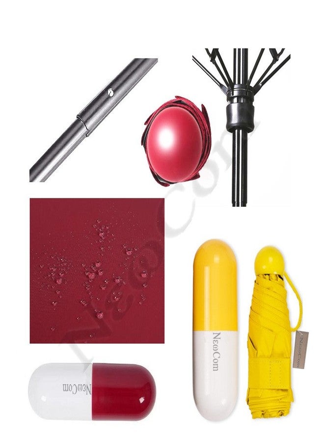 NEWCOM Ultra Lights and Small Mini Umbrella with Cute Capsule Case,5 Folding Compact Pocket Umbrella(Yellow) - Image 3