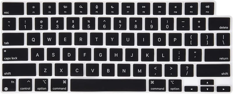 OJOS Keyboard Cover Skin for 2025-2021 MacBook Pro 14 16 inch M4 M3 M2 M1 Pro/Max, MacBook Air 15" 13.6" M4 M3 M2 Chip A3241 A3114 A2941 A3240 A3113 A2681, Black - Image 2