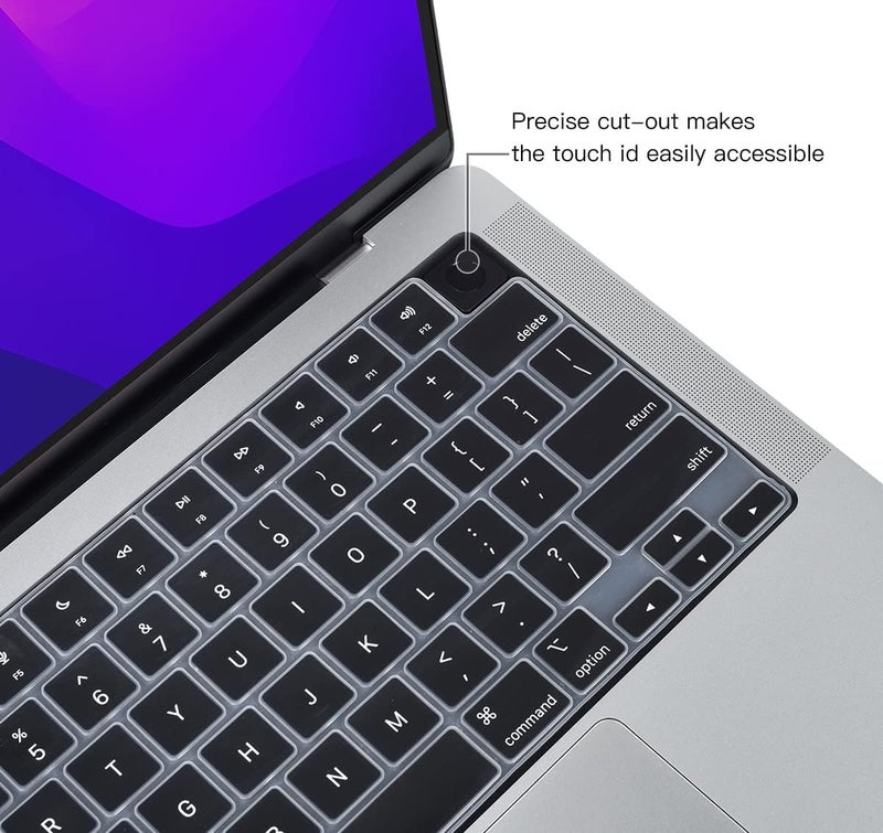 OJOS Keyboard Cover Skin for 2025-2021 MacBook Pro 14 16 inch M4 M3 M2 M1 Pro/Max, MacBook Air 15" 13.6" M4 M3 M2 Chip A3241 A3114 A2941 A3240 A3113 A2681, Black - Image 4