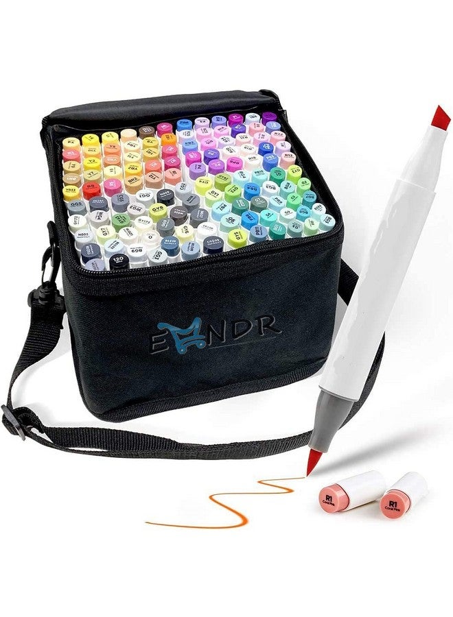 EMNDR 120 Color Dual Tip Art Markers Set Brush & Chisel Sketch Marker for Adult Coloring Calligraphy and Illustration Markers Drawing Pen for Kids Colour Pens (120 Pcs, Black) - Image 2