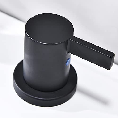 Phiestina 8 Inch 3-Hole Low-Arch 2-Handle Widespread Bathroom Faucet with Valve and Metal Pop-Up Drain Assembly,Matte Black, WF15-1-MB - Image 3