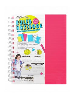 Foldermate WeWrite A5 Pink Cover Spiral Ruled 5-Subject Notebook with Tool Pad & Pen Loop 