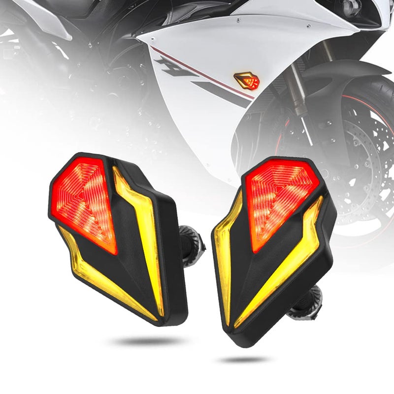 Flush Mount Turn Signals Motorcycle LED Sequential Blinkers 3 Wire Front Indicators Compatible with Yamaha YZF R1 R3 R6 R6S FJ 09 FZ MT 07 09 Honda Kawasaki Suzuki BMWRedAmber