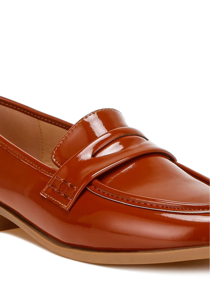London Rag Penny Strap Detail Loafers in Brown
