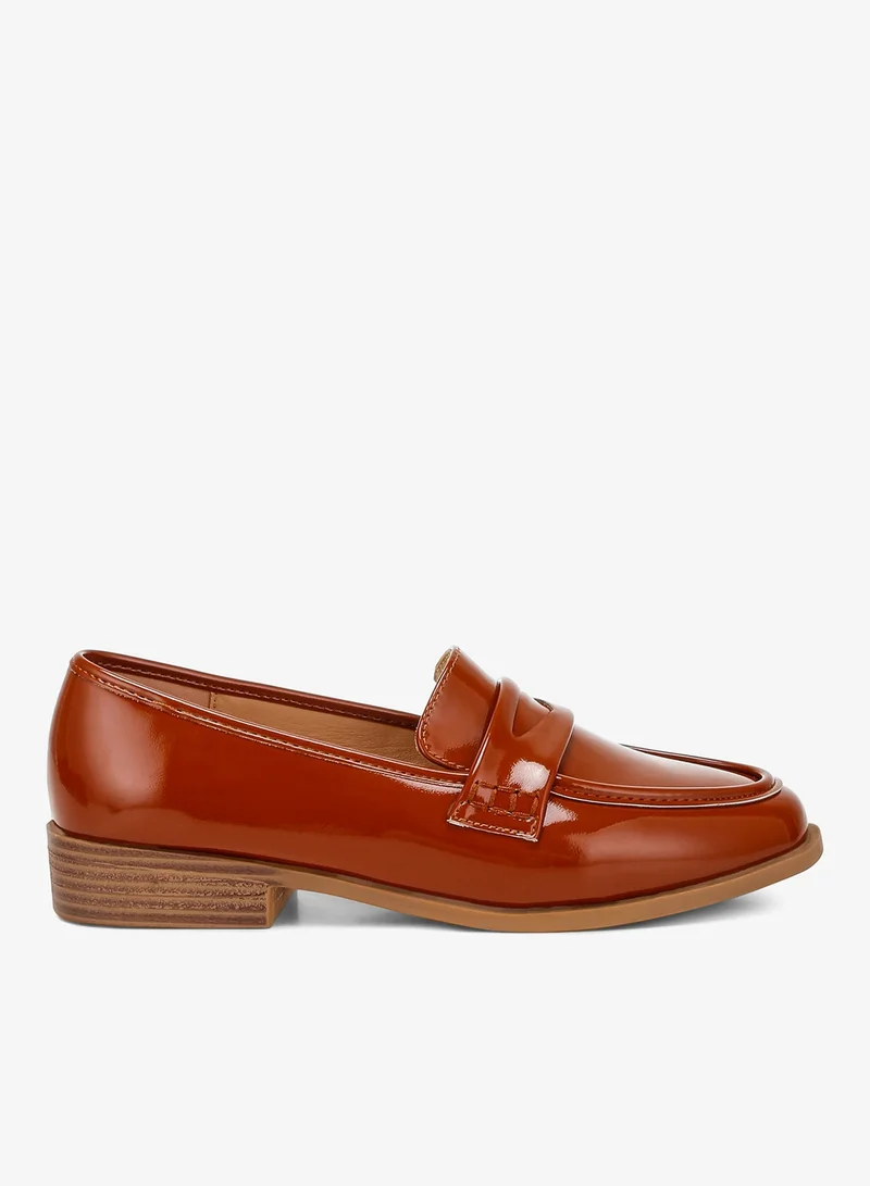 Penny Strap Detail Loafers in Brown