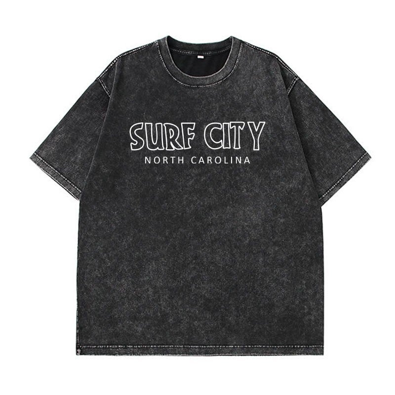 Acid Wash Vintage Washed T-Shirt Street Hip Hop Punk Print T-Shirt Women's Casual Cotton Short Sleeve - Image 5