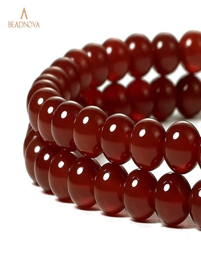 BEADNOVA (6mm, 02) Red Agate Round Beads) - Red Agate Beads Natural Crystal Beads Stone Gemstone Round Loose Energy Healing Beads with Free Crystal Stretch Cord for Jewellery Making (6mm, 63-65pcs) - Image 3