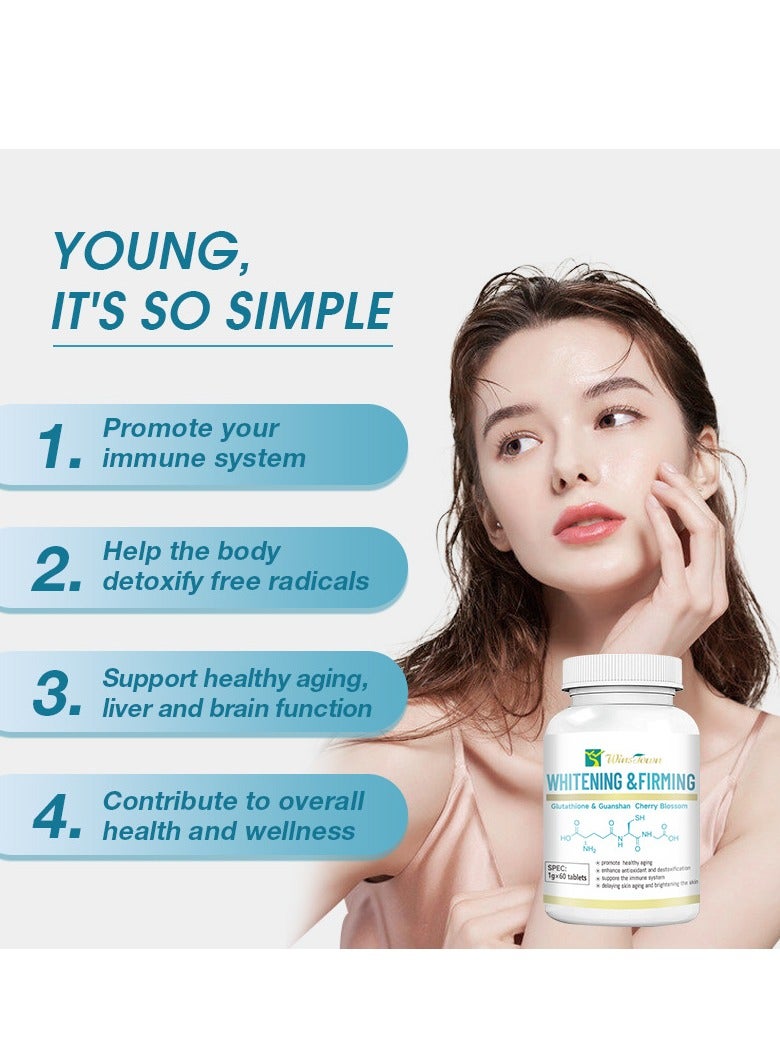 Wins Town Whitening & Firming,Effective Skin Lightening Supplement - Dark Spots, Melasma & Acne Scar Remover, Hyperpigmentation Treatment,60 Tablets - Image 3